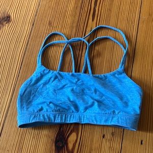 Blue strappy sports bra